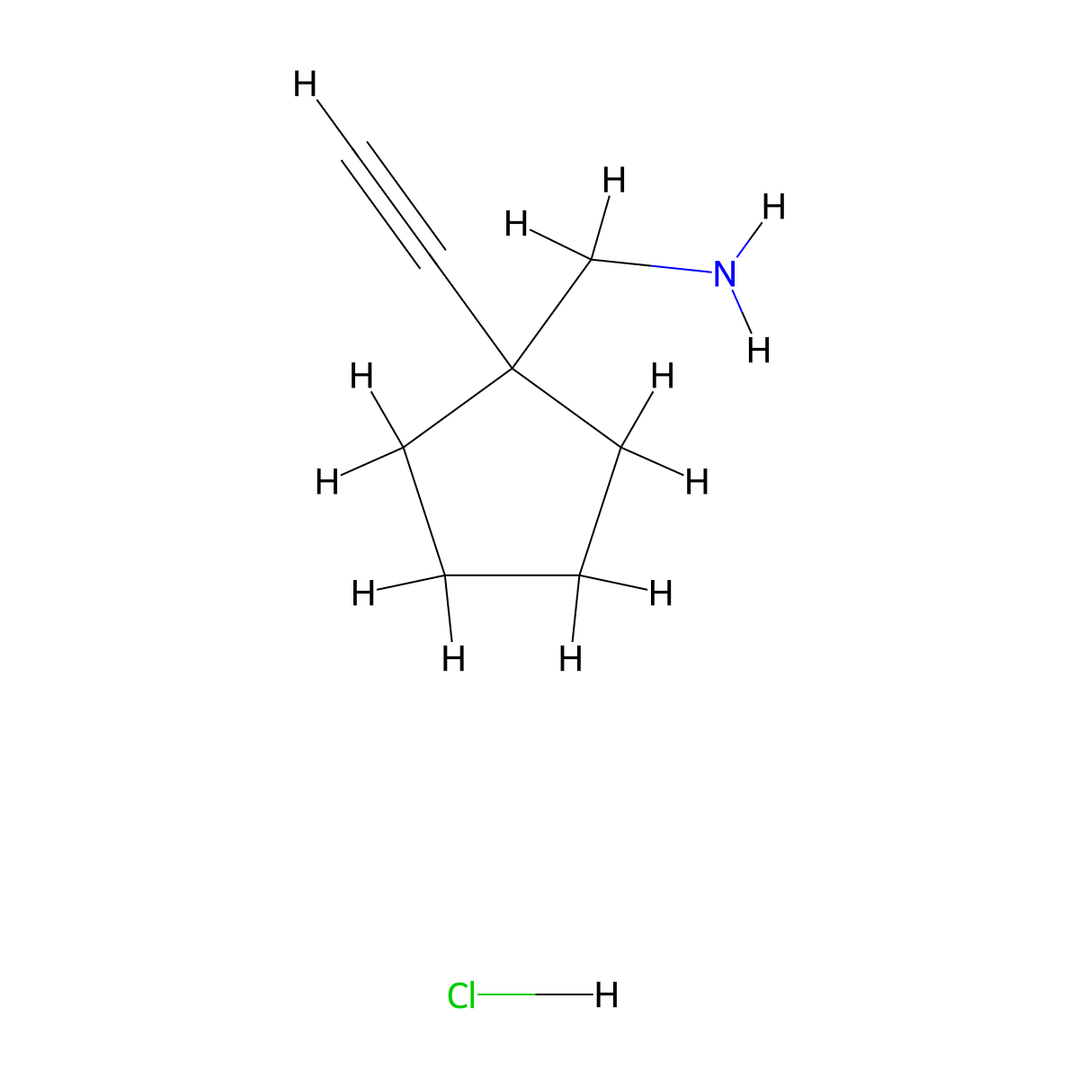 1-(1-Ethynylcyclopentyl)methanaminehydrochloride molecular structure, CAS 2728030-68-8