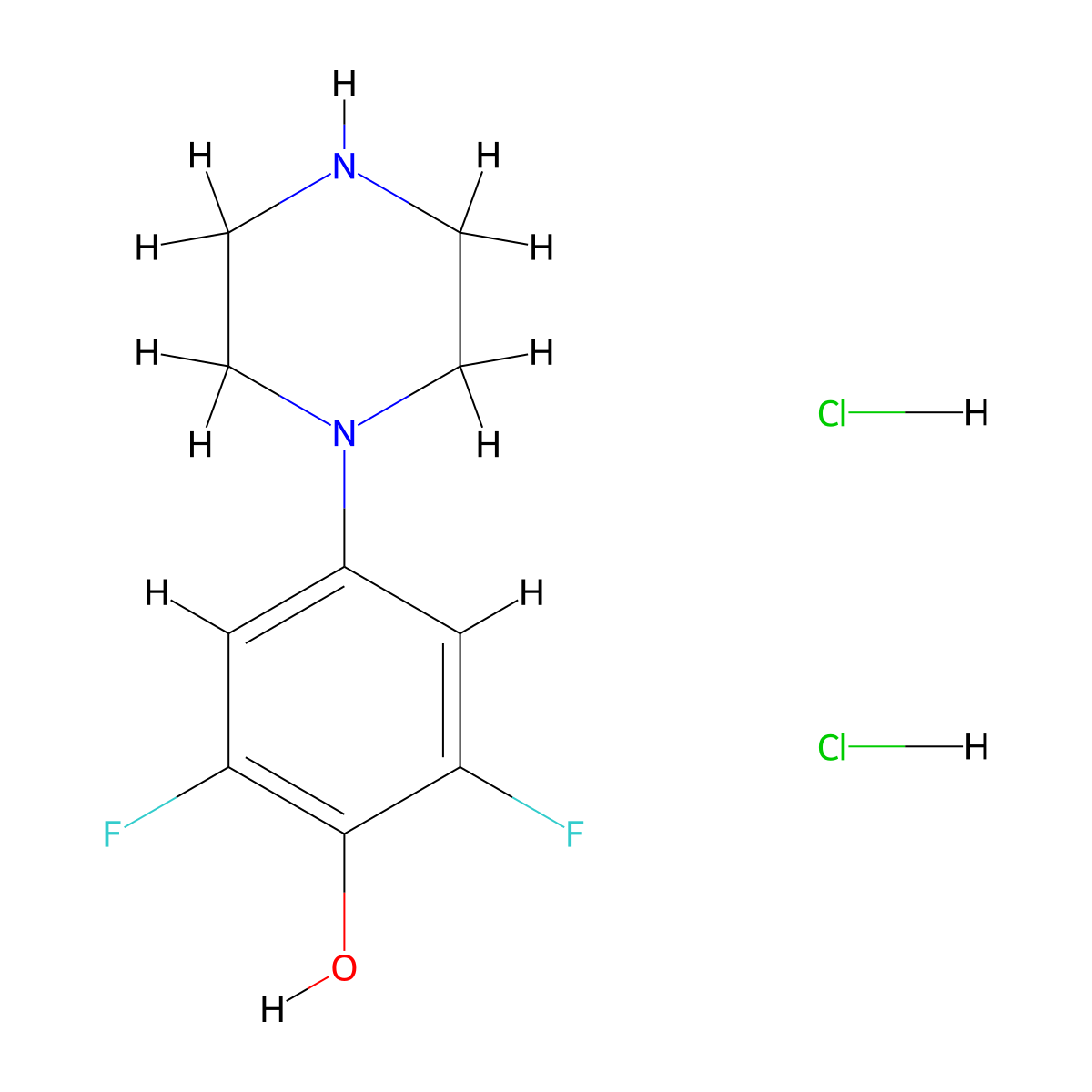 2,6-Difluoro-4-(piperazin-1-yl)phenol dihydrochloride molecular structure, CAS 2728039-58-3