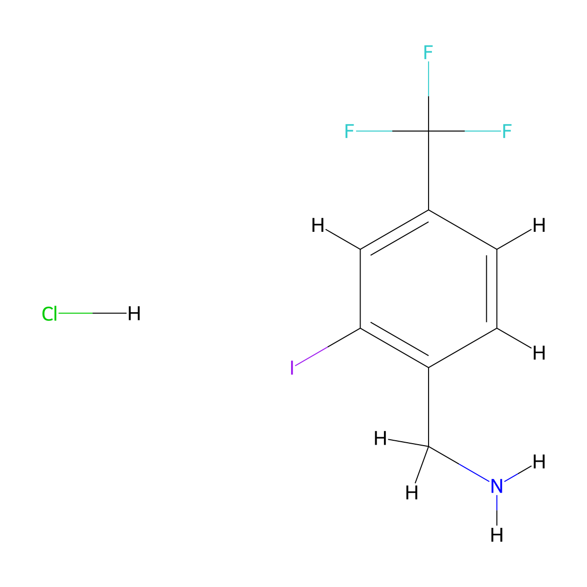 1-[2-Iodo-4-(trifluoromethyl)phenyl]methanaminehydrochloride molecular structure, CAS 2728067-01-2