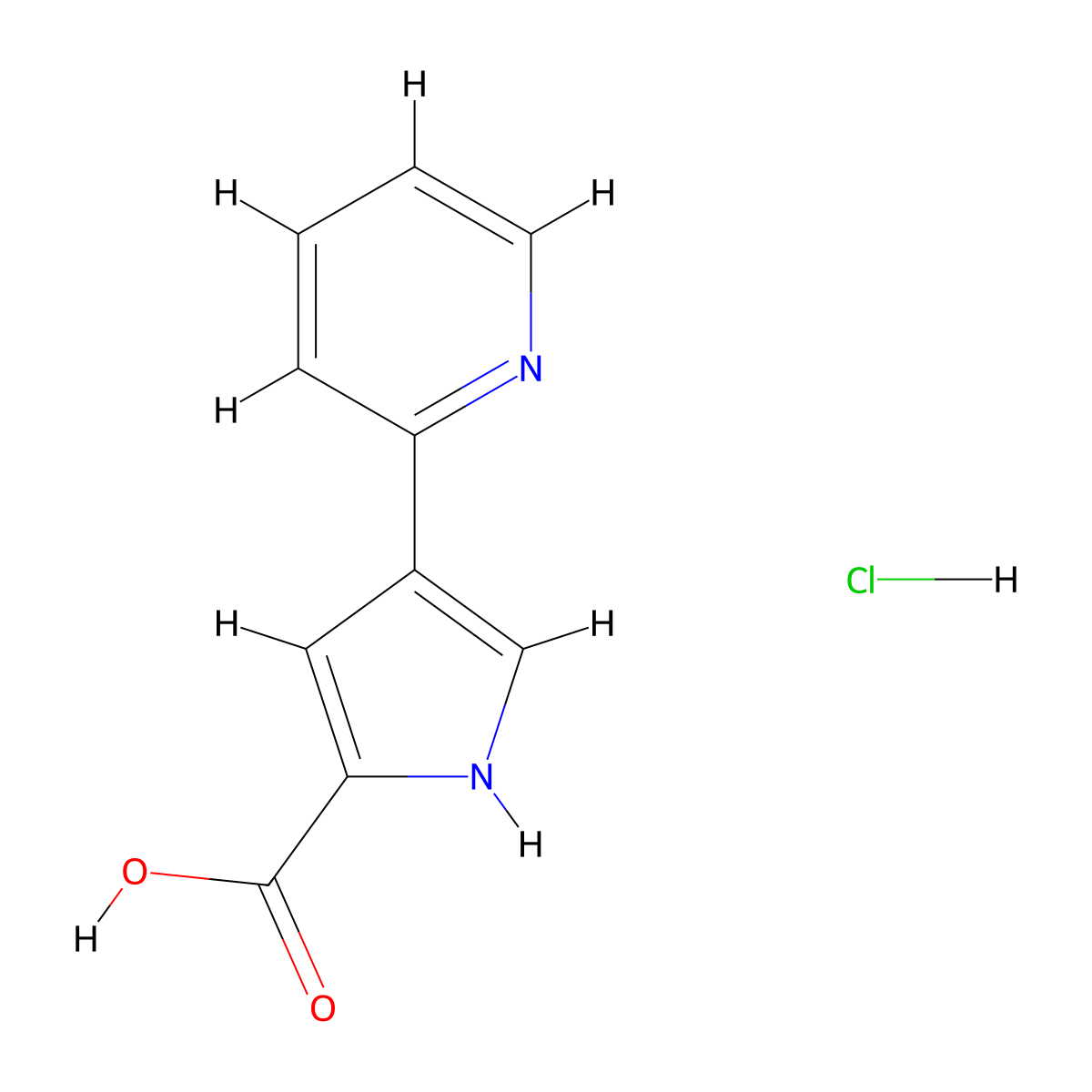 4-(pyridin-2-yl)-1H-pyrrole-2-carboxylic acid hydrochloride molecular structure, CAS 2728091-61-8