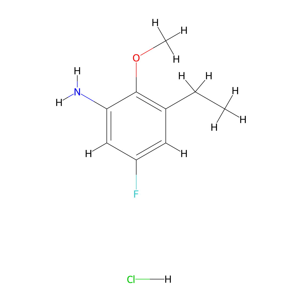 3-Ethyl-5-fluoro-2-methoxyaniline hydrochloride molecular structure, CAS 2728095-68-7