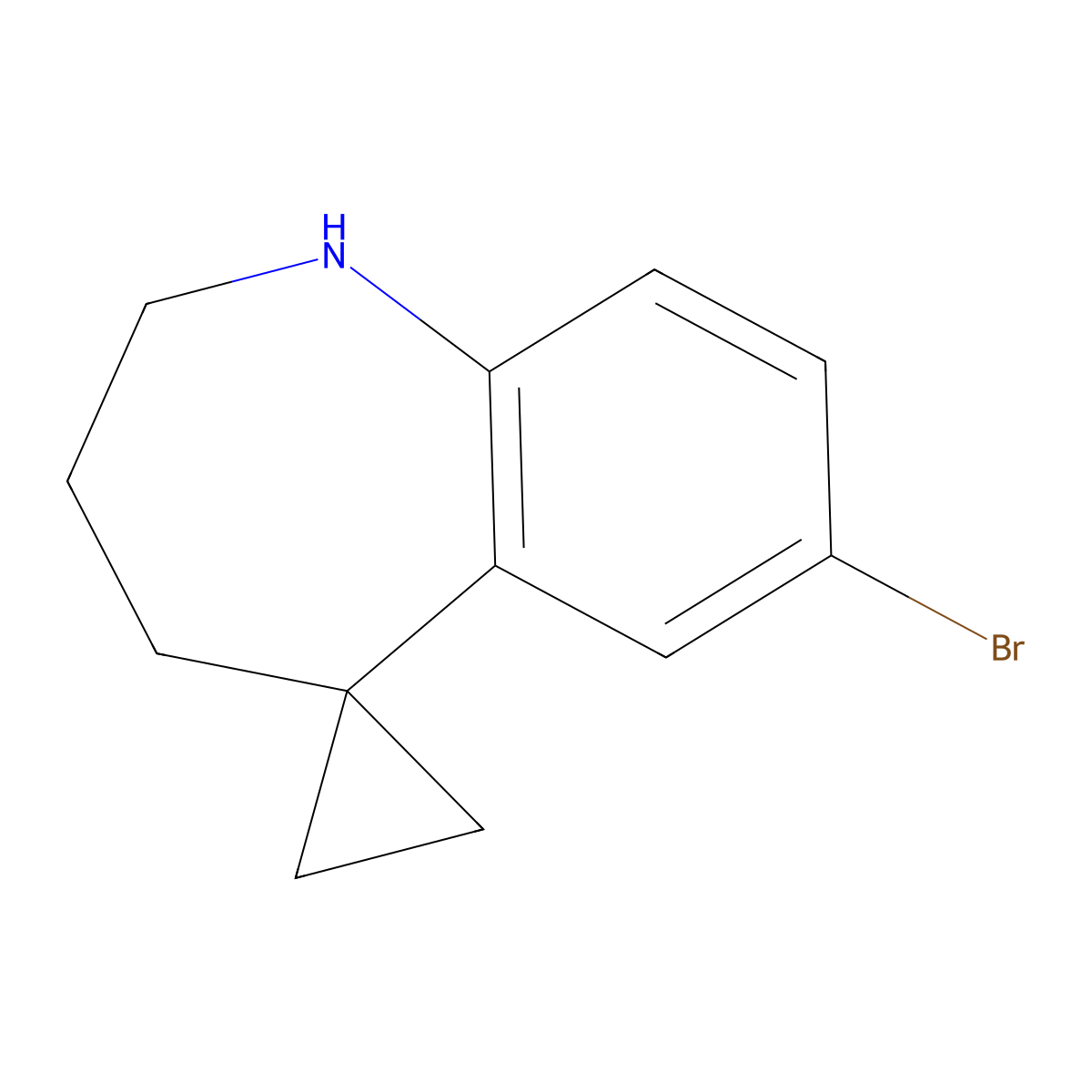 7-Bromo-1,2,3,4-tetrahydrospiro[1-benzazepine-5,1'-cyclopropane] molecular structure, CAS 2728097-02-5