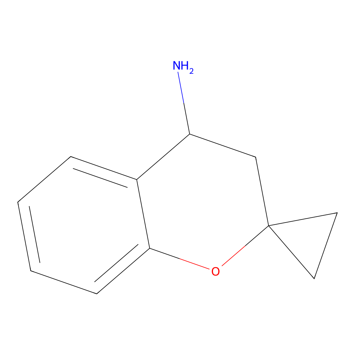 3,4-Dihydrospiro[1-benzopyran-2,1'-cyclopropan]-4-amine molecular structure, CAS 2728099-17-8