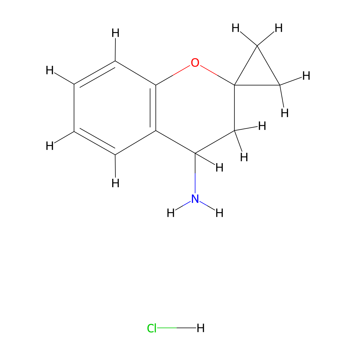 3,4-Dihydrospiro[1-benzopyran-2,1'-cyclopropan]-4-aminehydrochloride molecular structure, CAS 2728099-18-9