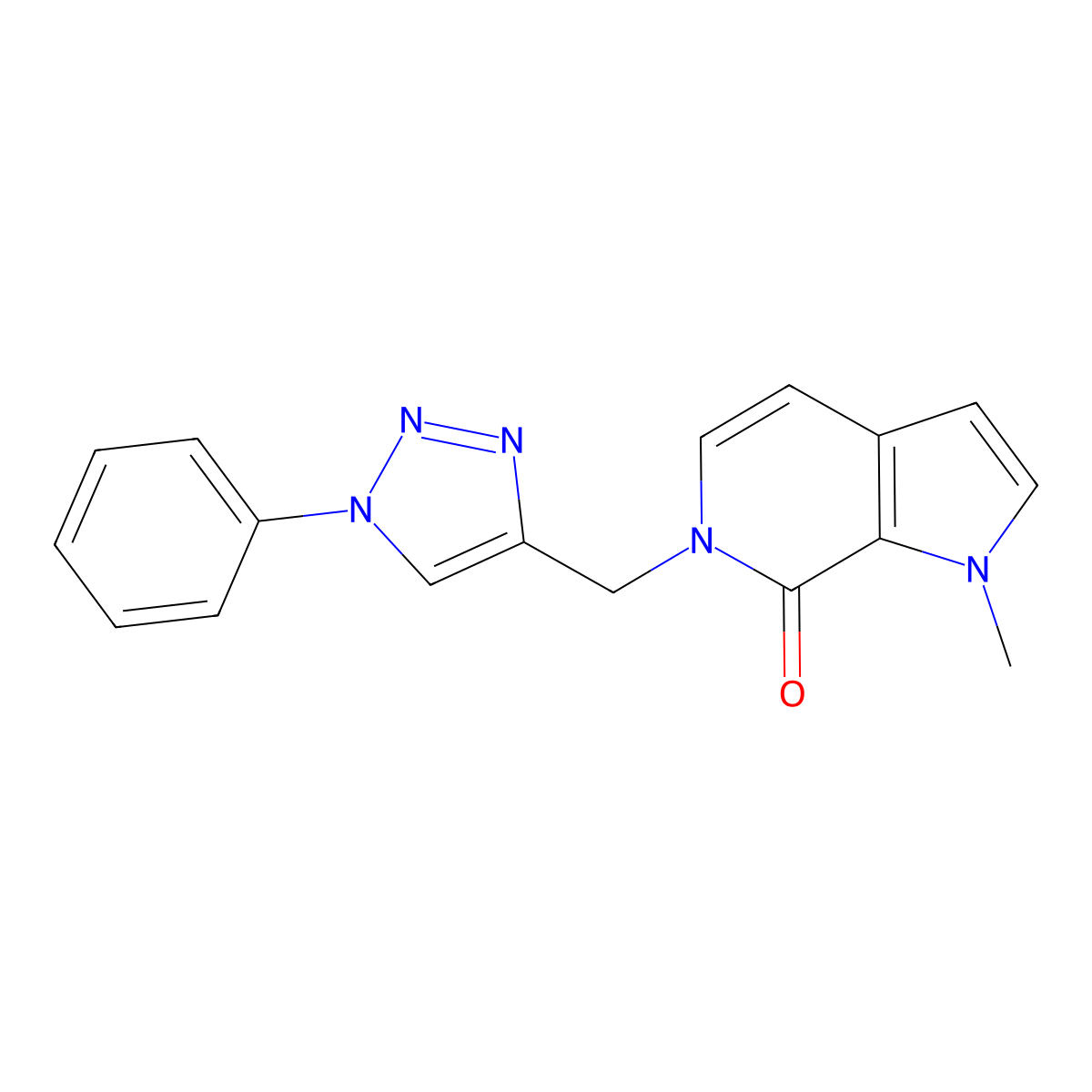 1-Methyl-6-[(1-phenyltriazol-4-yl)methyl]pyrrolo[2,3-c]pyridin-7-one molecular structure, CAS 2728114-66-5