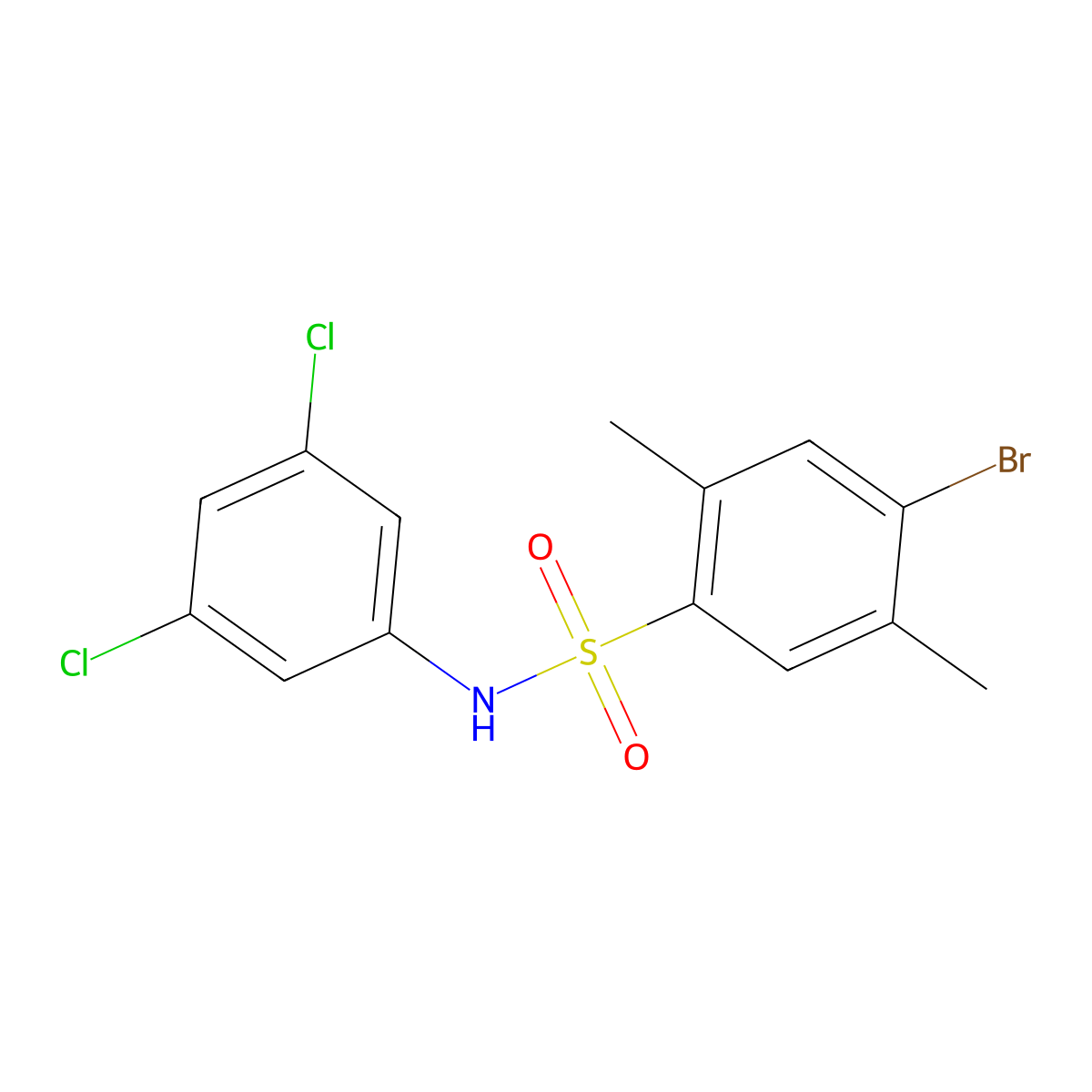 4-bromo-N-(3,5-dichlorophenyl)-2,5-dimethylbenzenesulfonamide molecular structure, CAS 2728140-81-4