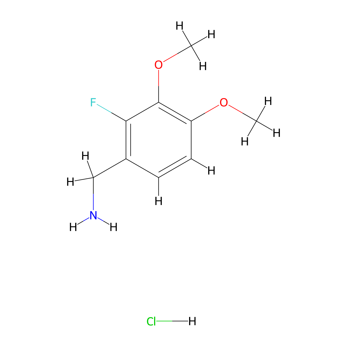 1-(2-Fluoro-3,4-dimethoxyphenyl)methanaminehydrochloride molecular structure, CAS 2728142-77-4