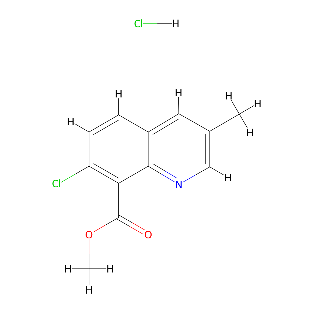 Methyl 7-chloro-3-methylquinoline-8-carboxylate hydrochloride molecular structure, CAS 2728145-05-7