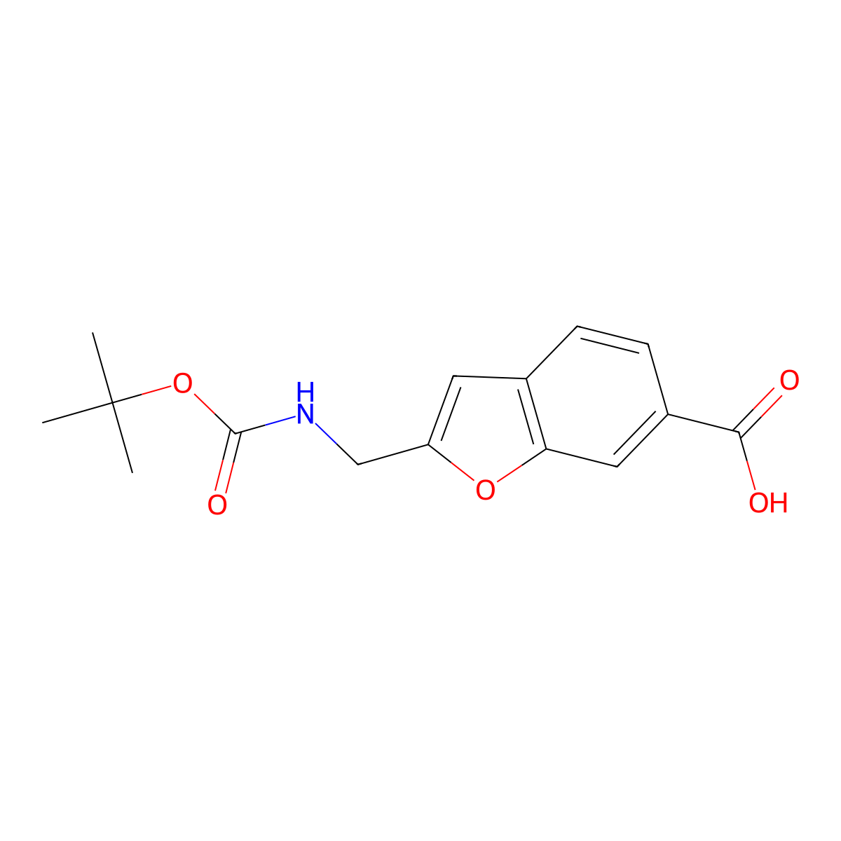 2-({[(Tert-butoxy)carbonyl]amino}methyl)-1-benzofuran-6-carboxylicacid molecular structure, CAS 2728169-00-2