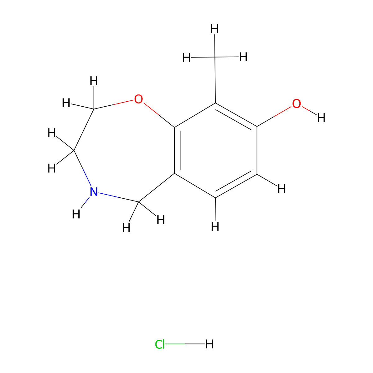 9-Methyl-2,3,4,5-tetrahydro-1,4-benzoxazepin-8-olhydrochloride molecular structure, CAS 2728185-36-0