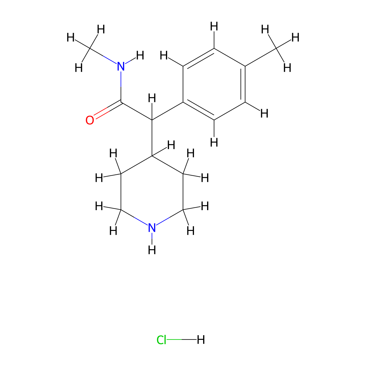N-methyl-2-(4-methylphenyl)-2-(piperidin-4-yl)acetamide hydrochloride molecular structure, CAS 2728198-04-5