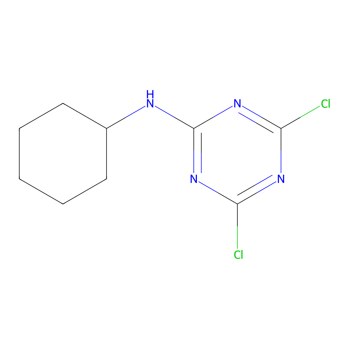 6-Cyclohexylamino-2,4-dichloro-1,3,5-triazine molecular structure, CAS 27282-86-6