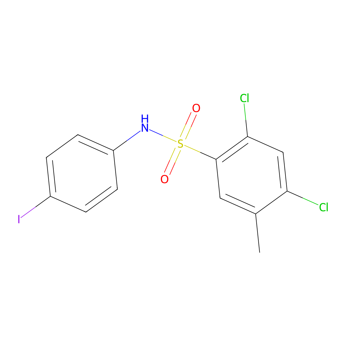 2,4-dichloro-N-(4-iodophenyl)-5-methylbenzenesulfonamide molecular structure, CAS 2728205-91-0