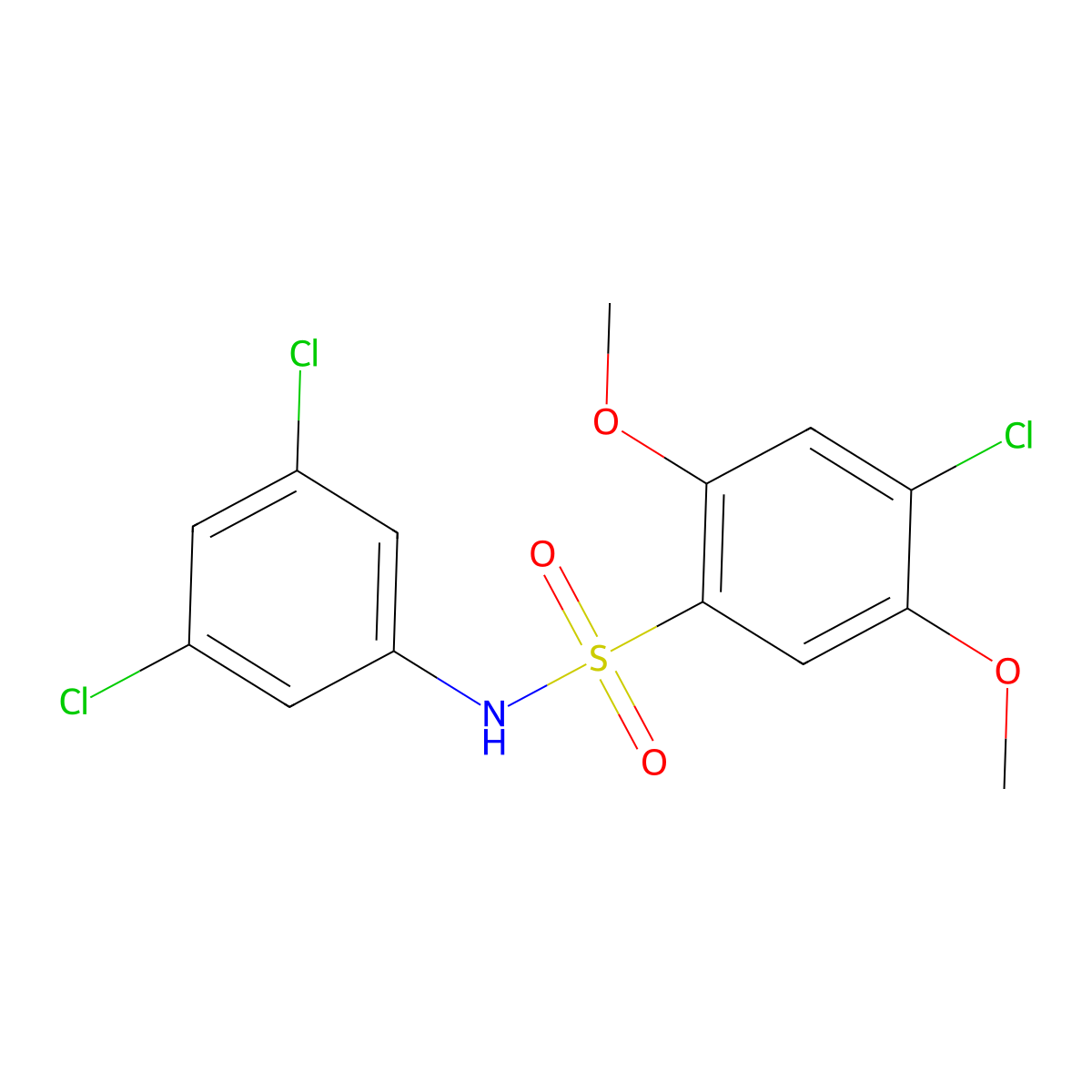 4-chloro-N-(3,5-dichlorophenyl)-2,5-dimethoxybenzenesulfonamide molecular structure, CAS 2728213-51-0