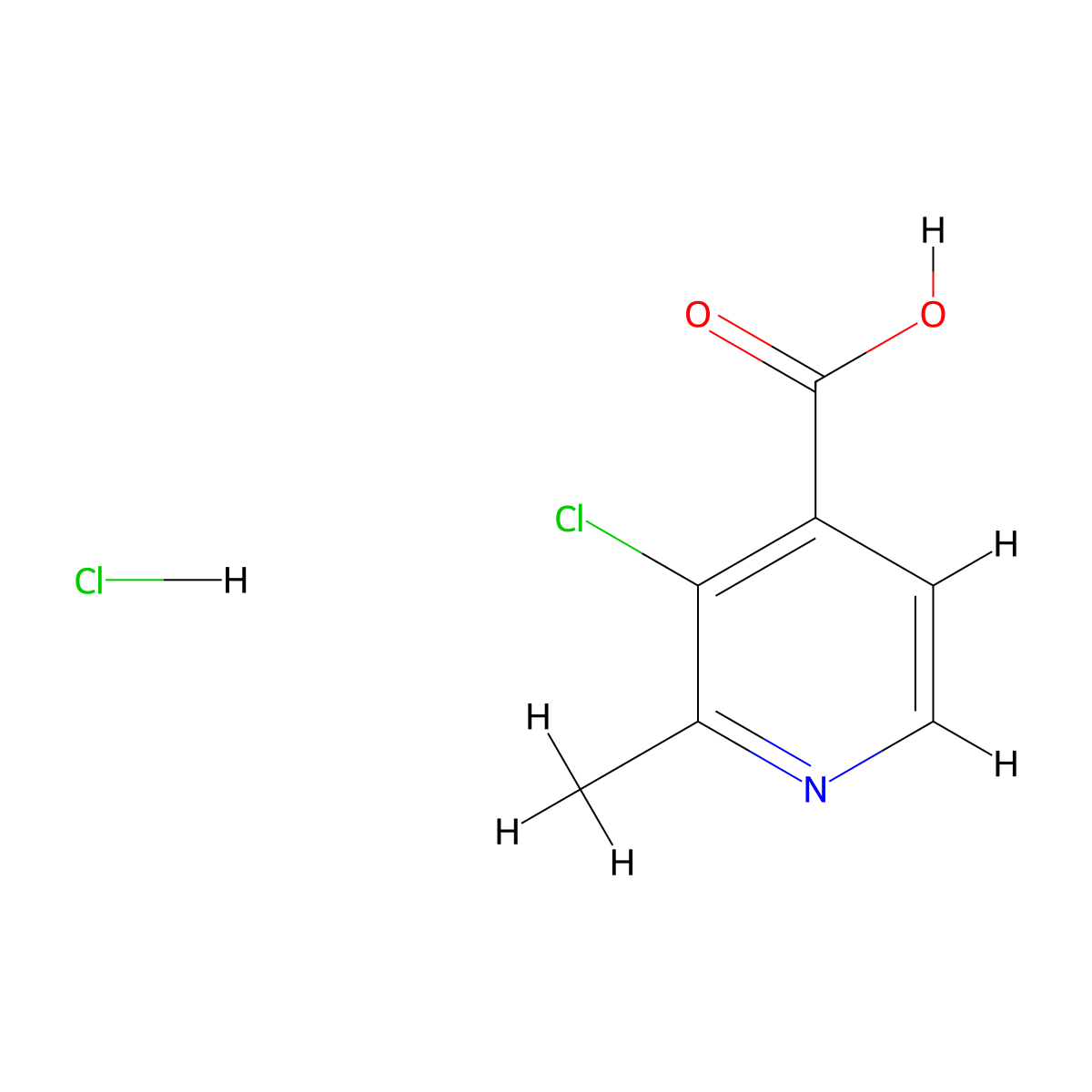 3-Chloro-2-methylpyridine-4-carboxylic acid hydrochloride molecular structure, CAS 2728232-68-4