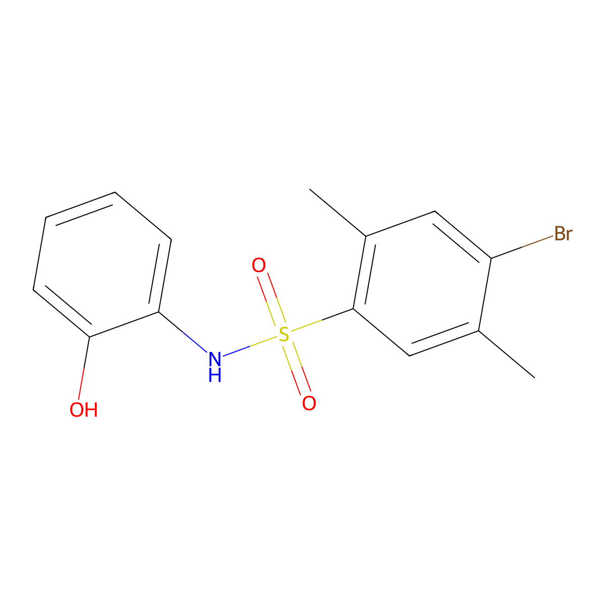 4-bromo-N-(2-hydroxyphenyl)-2,5-dimethylbenzenesulfonamide molecular structure, CAS 2728234-62-4