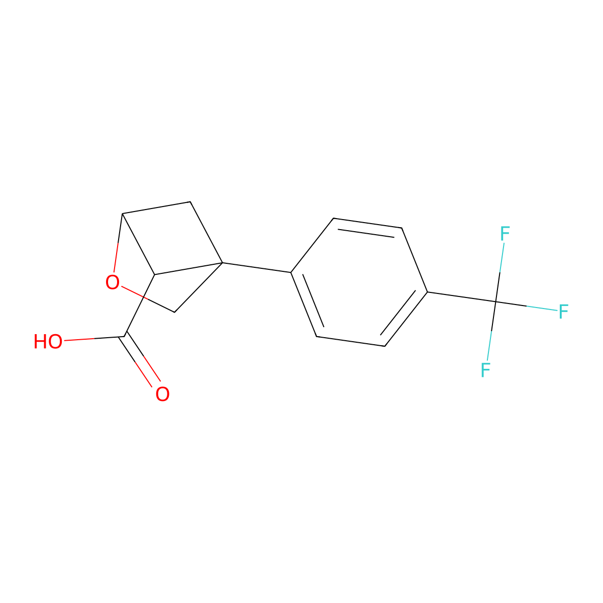 4-(4-(Trifluoromethyl)phenyl)-2-oxabicyclo(2.1.1)hexane-5-carboxylic acid molecular structure, CAS 2728257-83-6