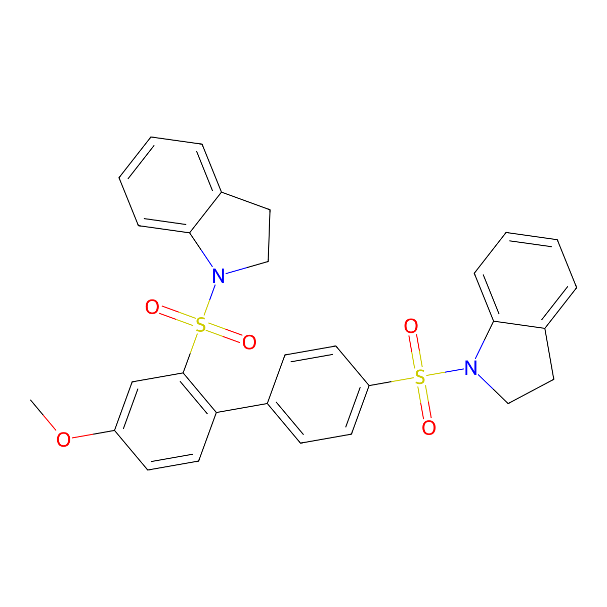 1-[4-[2-(2,3-Dihydroindol-1-ylsulfonyl)-4-methoxyphenyl]phenyl]sulfonyl-2,3-dihydroindole molecular structure, CAS 2728262-98-2