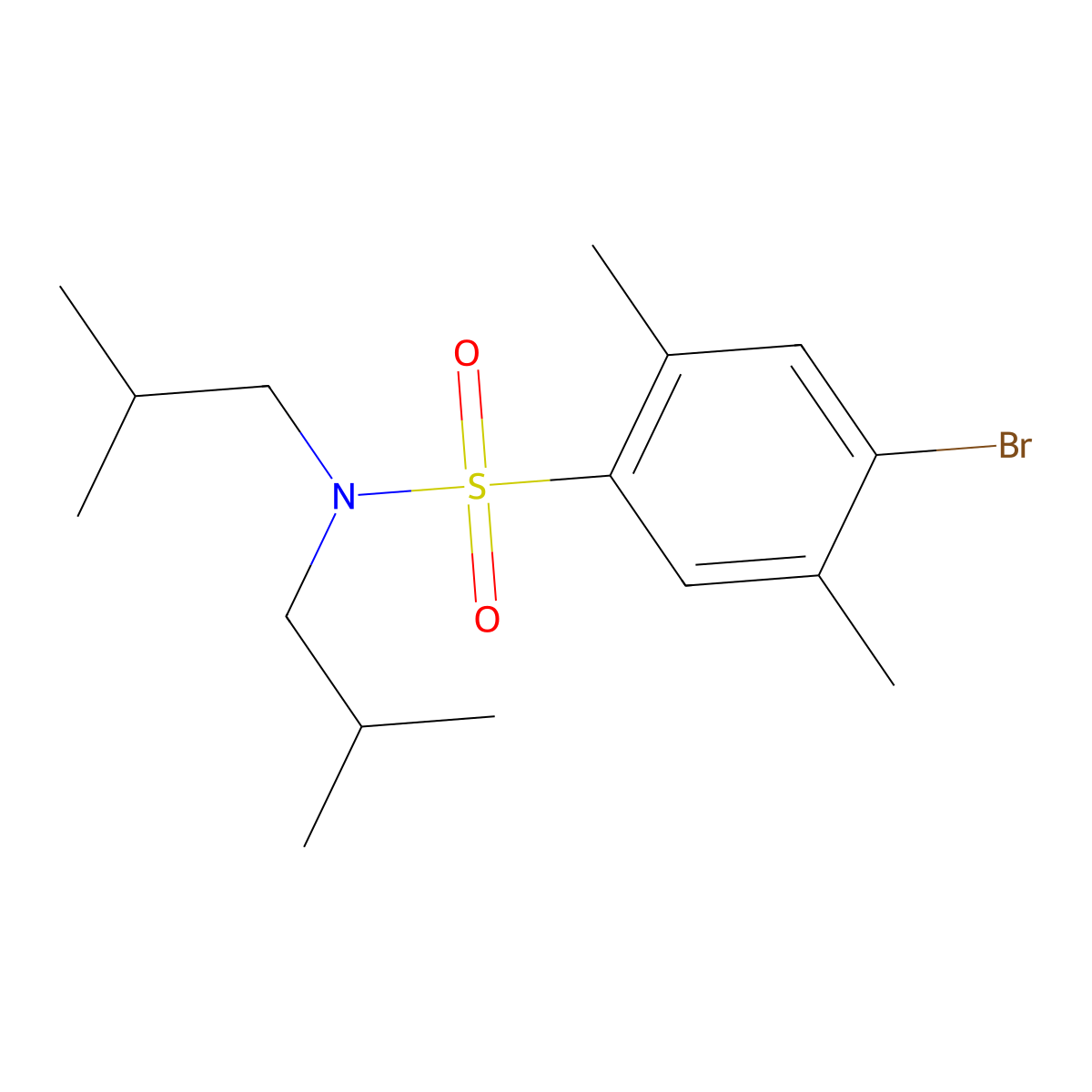 4-bromo-2,5-dimethyl-N,N-bis(2-methylpropyl)benzenesulfonamide molecular structure, CAS 2728263-01-0
