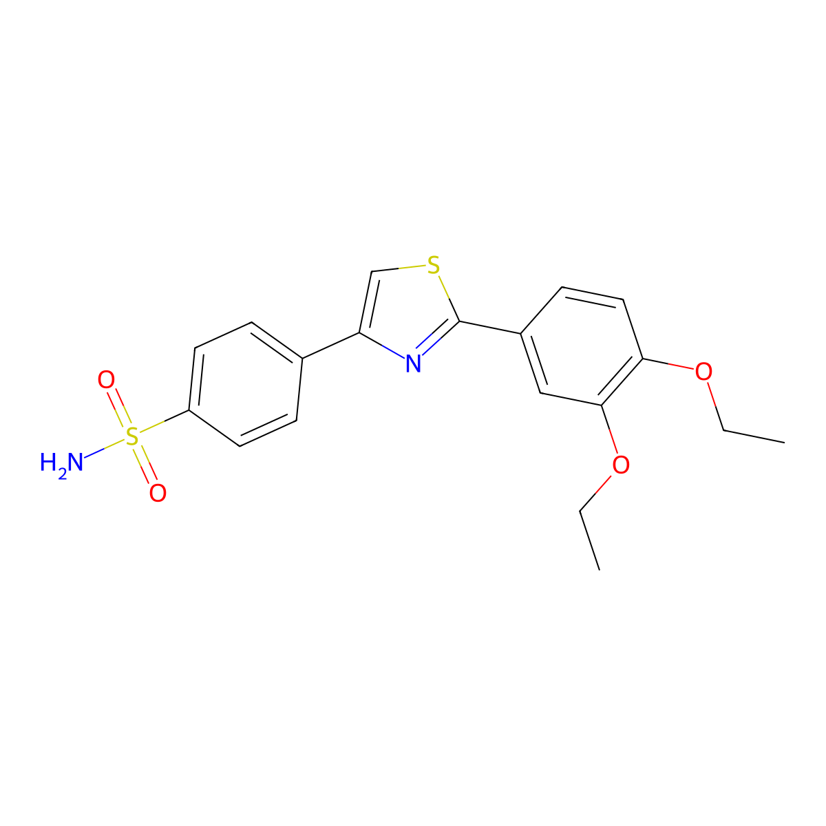 4-[2-(3,4-Diethoxyphenyl)-1,3-thiazol-4-yl]benzene-1-sulfonamide molecular structure, CAS 2728279-18-1