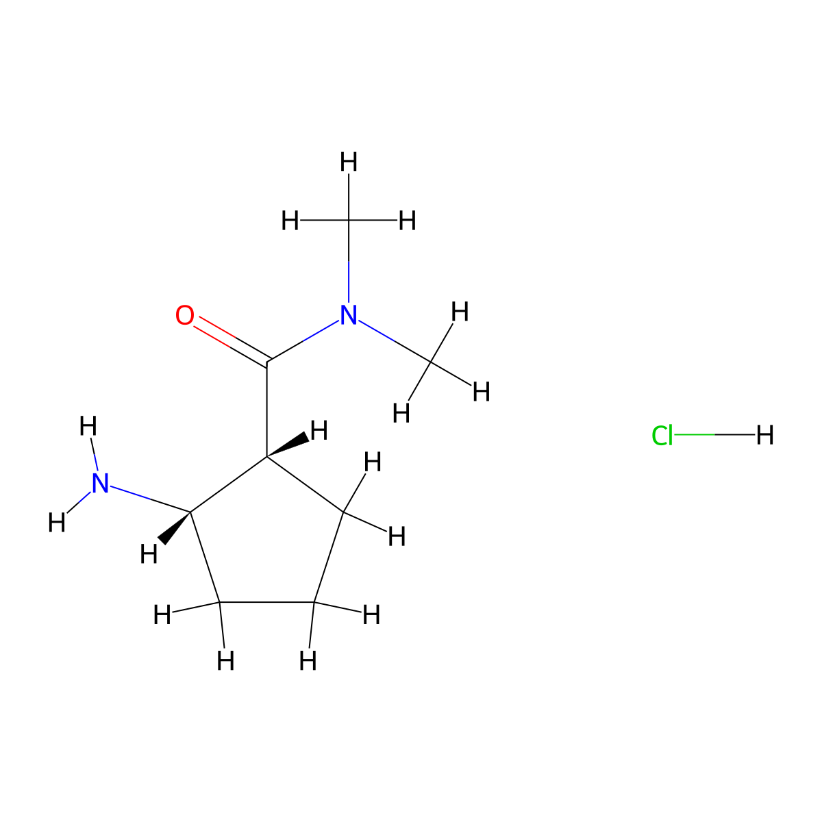 rac-(1R,2S)-2-amino-N,N-dimethylcyclopentane-1-carboxamide hydrochloride molecular structure, CAS 2728280-60-0