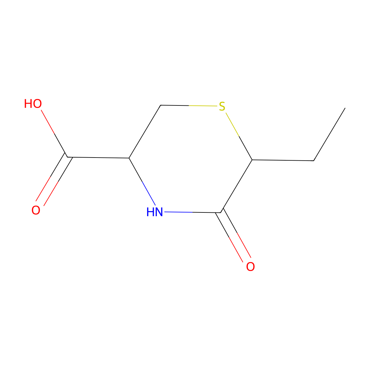 6-Ethyl-5-oxo-3-thiomorpholinecarboxylic acid molecular structure, CAS 27283-98-3