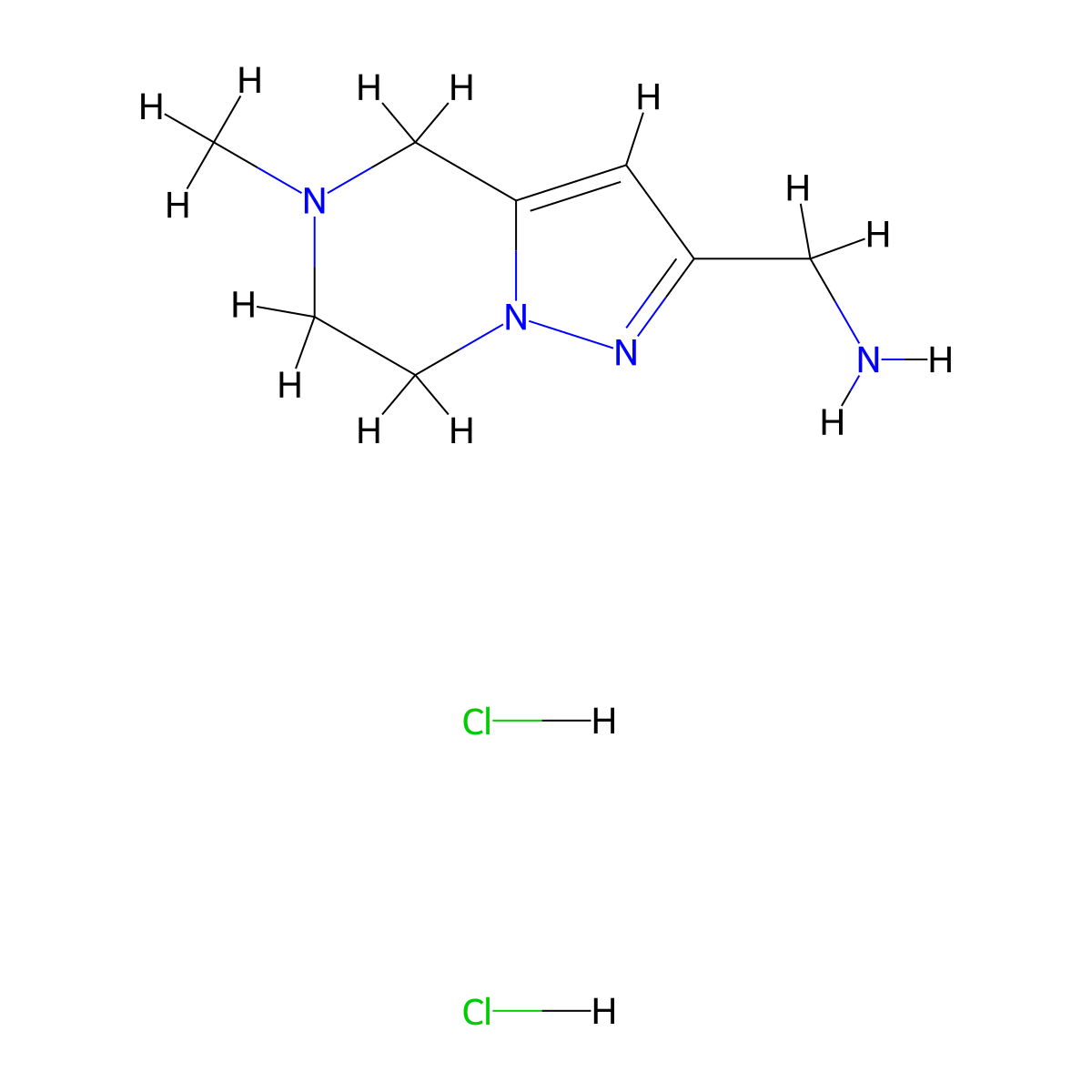1-{5-methyl-4H,5H,6H,7H-pyrazolo[1,5-a]pyrazin-2-yl}methanamine dihydrochloride molecular structure, CAS 2728321-35-3