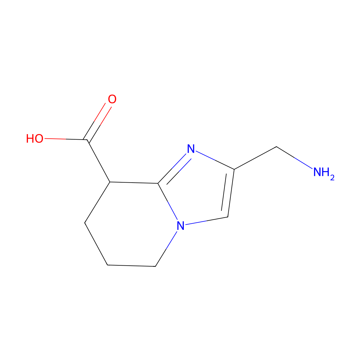 2-(aminomethyl)-5H,6H,7H,8H-imidazo[1,2-a]pyridine-8-carboxylic acid molecular structure, CAS 2728334-02-7