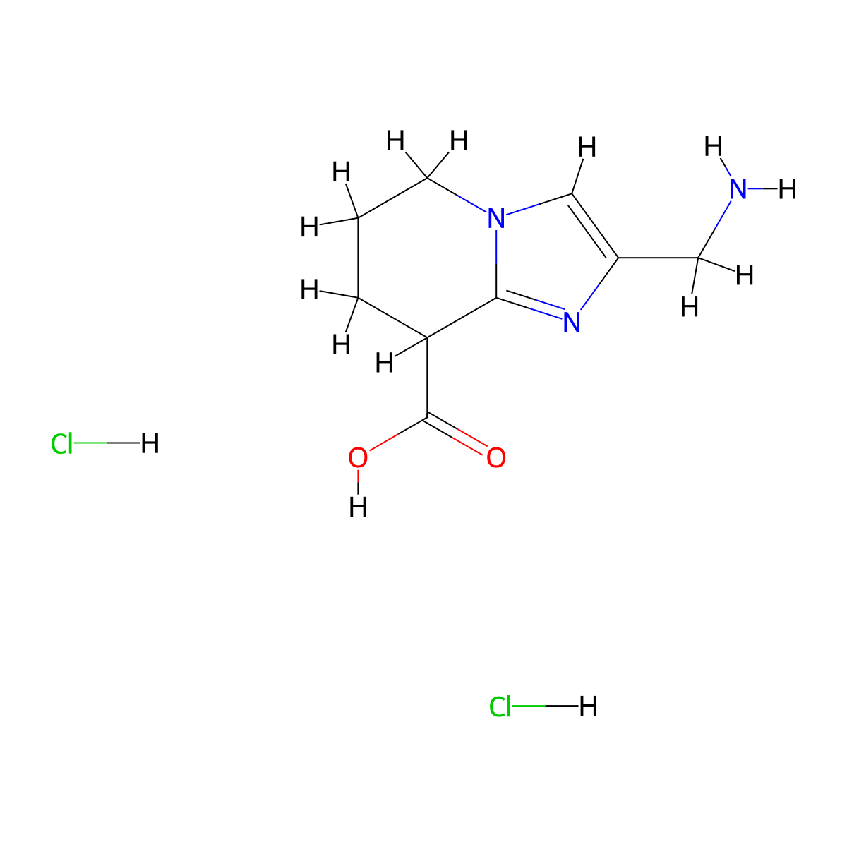 2-(aminomethyl)-5H,6H,7H,8H-imidazo[1,2-a]pyridine-8-carboxylicaciddihydrochloride molecular structure, CAS 2728334-03-8