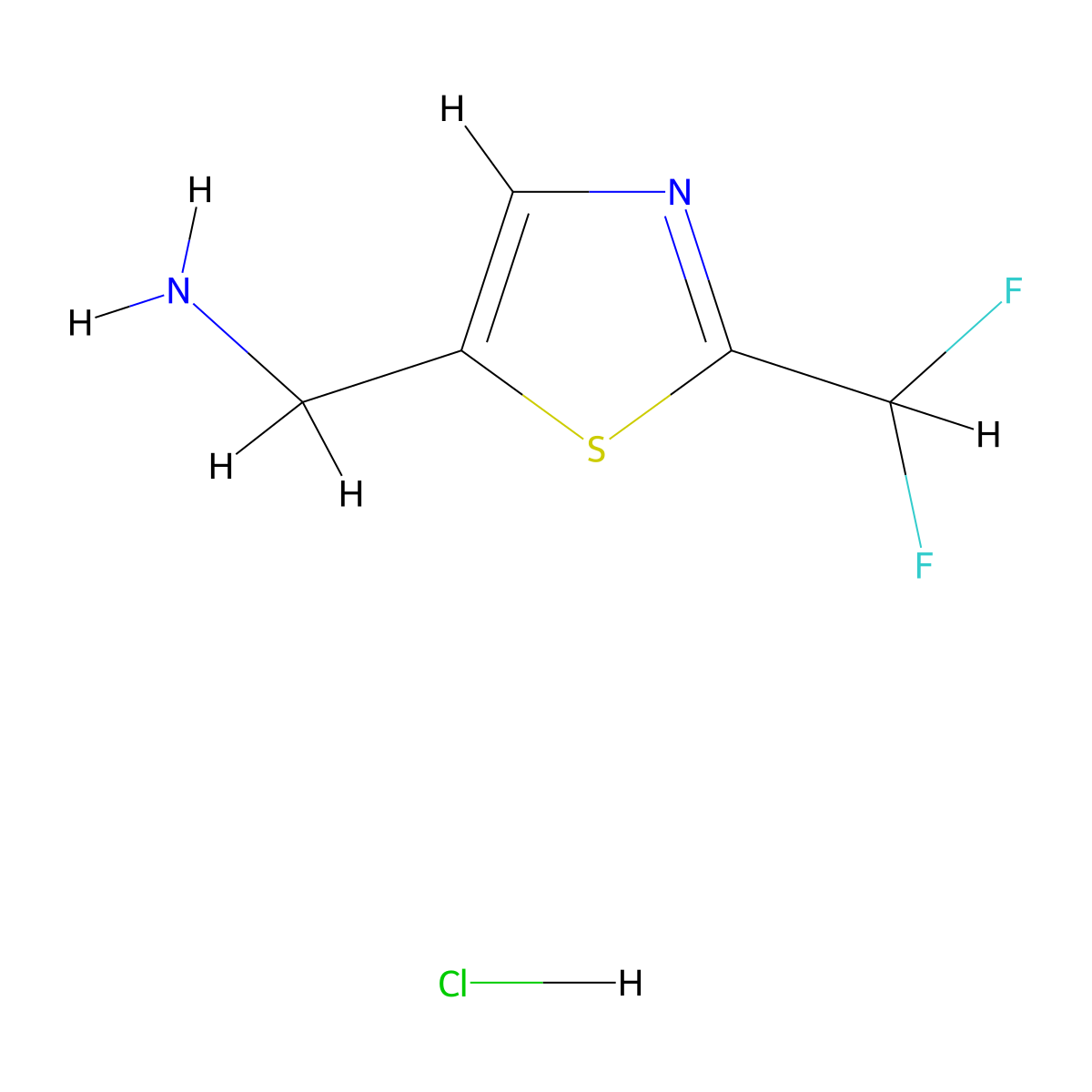 1-[2-(Difluoromethyl)-1,3-thiazol-5-yl]methanamine hydrochloride molecular structure, CAS 2728344-21-4