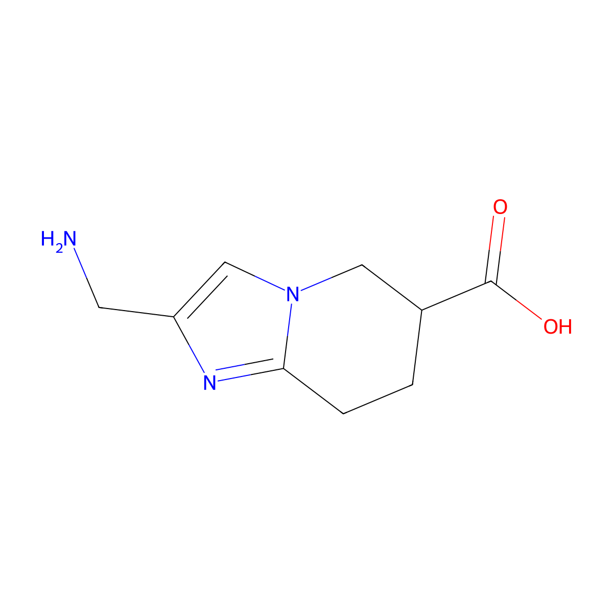 2-(aminomethyl)-5H,6H,7H,8H-imidazo[1,2-a]pyridine-6-carboxylic acid molecular structure, CAS 2728356-42-9