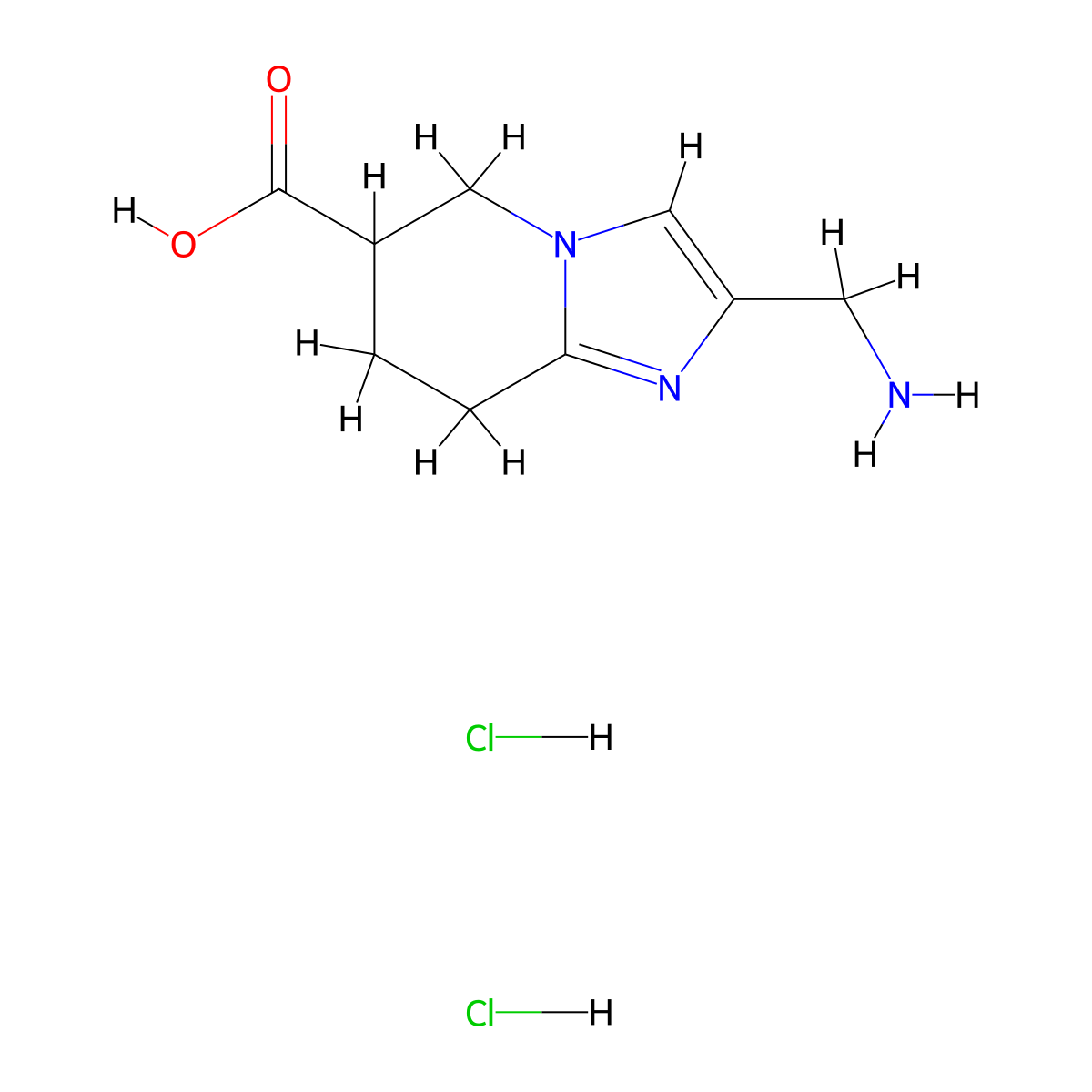 2-(aminomethyl)-5H,6H,7H,8H-imidazo[1,2-a]pyridine-6-carboxylicaciddihydrochloride molecular structure, CAS 2728356-43-0