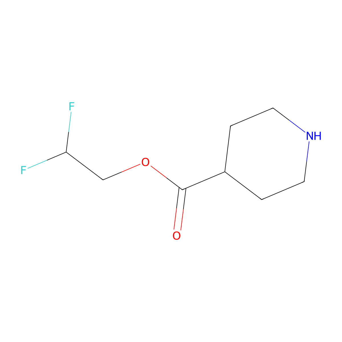 2,2-Difluoroethyl piperidine-4-carboxylate molecular structure, CAS 2728364-79-0