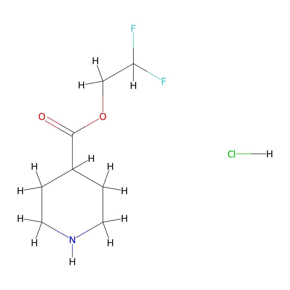2,2-Difluoroethyl piperidine-4-carboxylate hydrochloride molecular structure, CAS 2728364-80-3