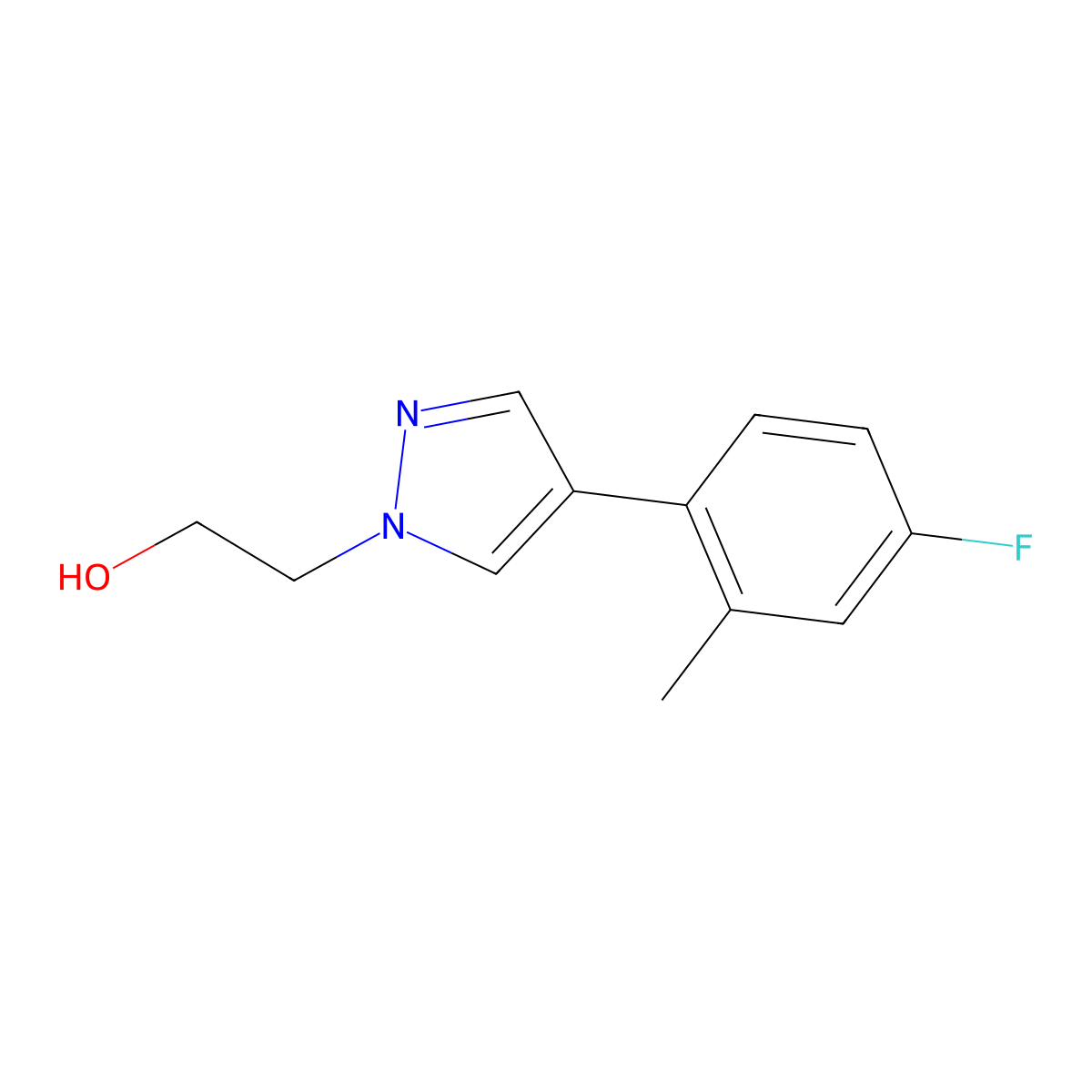 2-(4-(4-Fluoro-2-methylphenyl)-1H-pyrazol-1-yl)ethanol molecular structure, CAS 2728364-85-8