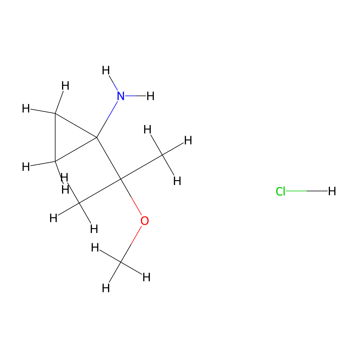 1-(2-Methoxypropan-2-yl)cyclopropan-1-amine hydrochloride molecular structure, CAS 2728376-18-7