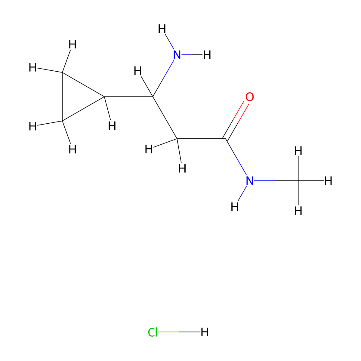 3-amino-3-cyclopropyl-N-methylpropanamide hydrochloride molecular structure, CAS 2728376-27-8