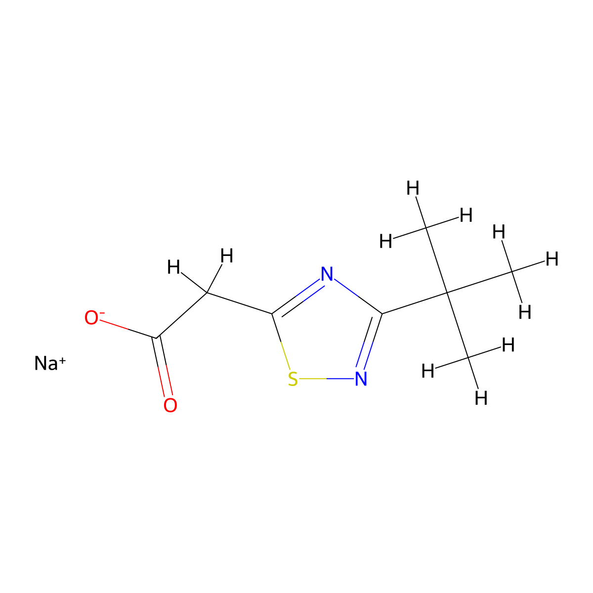 Sodium2-(3-tert-butyl-1,2,4-thiadiazol-5-yl)acetate molecular structure, CAS 2728378-00-3