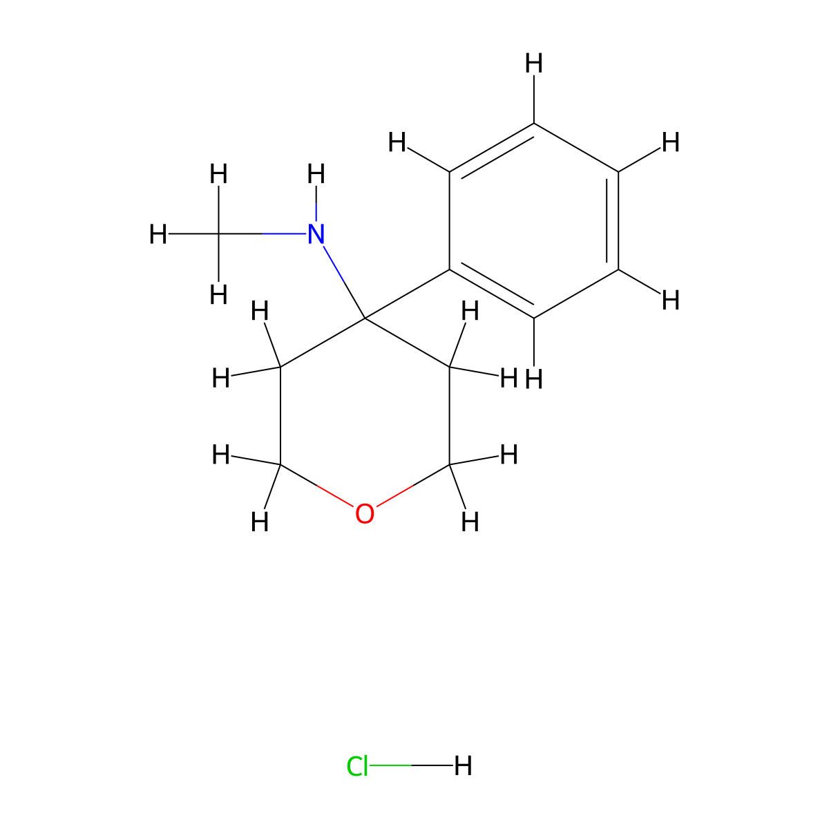 N-methyl-4-phenyloxan-4-aminehydrochloride molecular structure, CAS 2728380-05-8