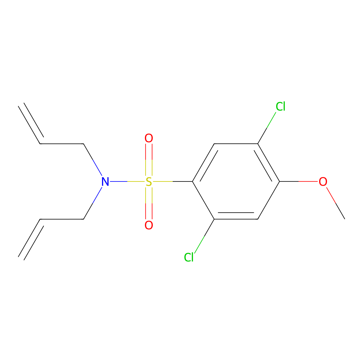 2,5-dichloro-4-methoxy-N,N-bis(prop-2-enyl)benzenesulfonamide molecular structure, CAS 2728395-85-3