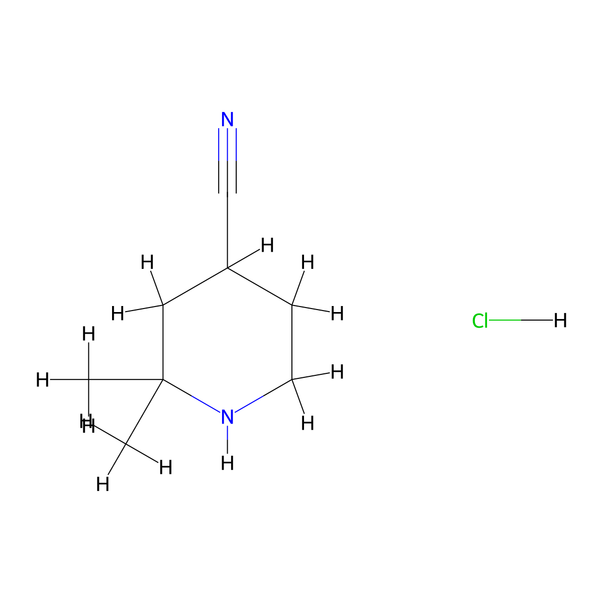 2,2-Dimethylpiperidine-4-carbonitrile hydrochloride molecular structure, CAS 2728400-29-9