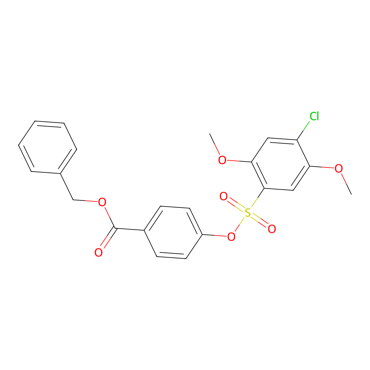 Benzyl 4-[(4-chloro-2,5-dimethoxybenzenesulfonyl)oxy]benzoate molecular structure, CAS 2728405-08-9