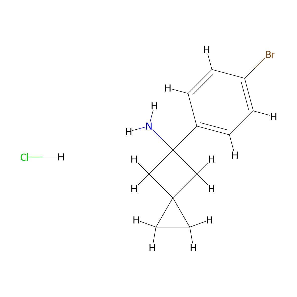 5-(4-Bromophenyl)spiro[2.3]hexan-5-amine hydrochloride molecular structure, CAS 2728423-24-1