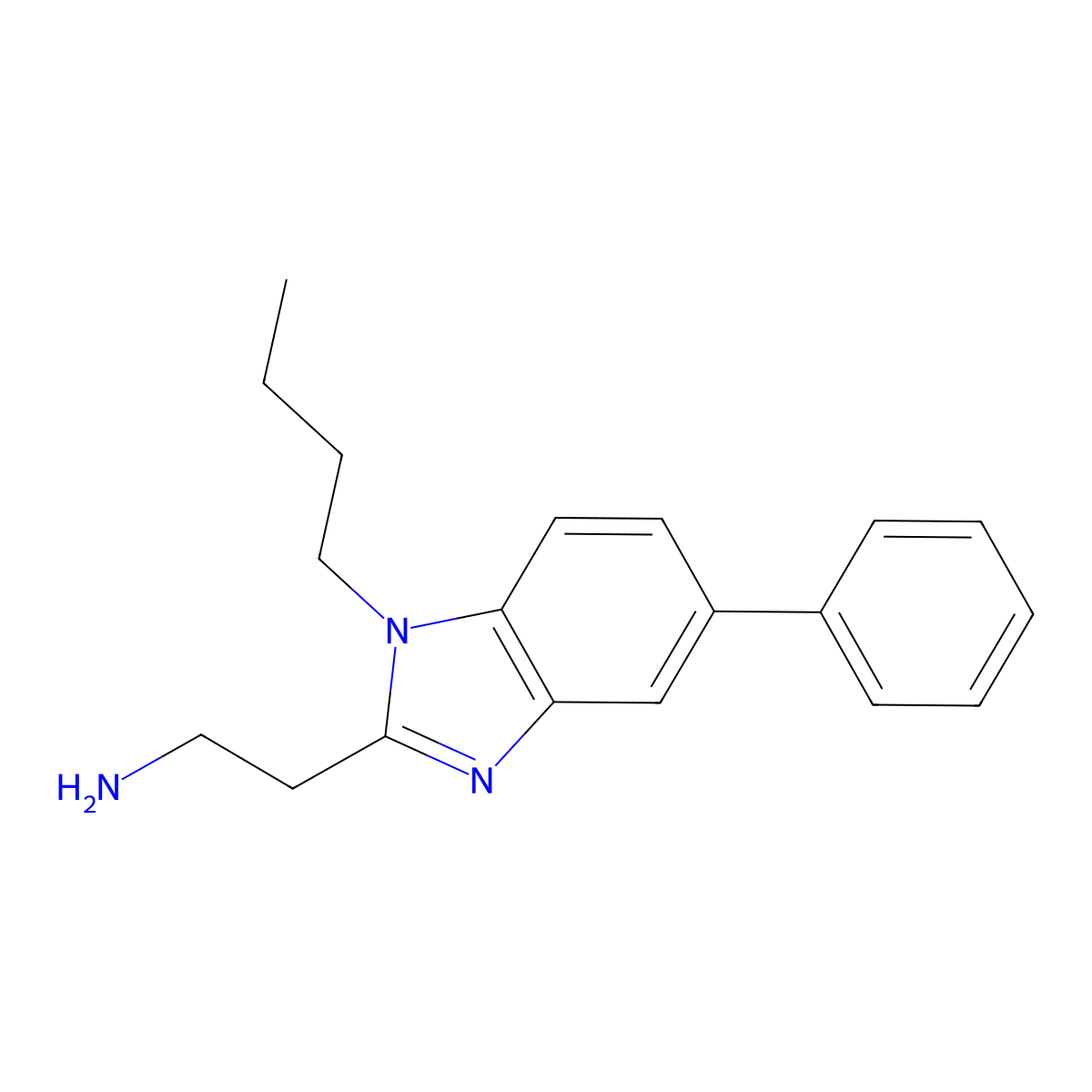 2-(1-butyl-5-phenyl-1H-1,3-benzodiazol-2-yl)ethan-1-amine molecular structure, CAS 2728436-62-0