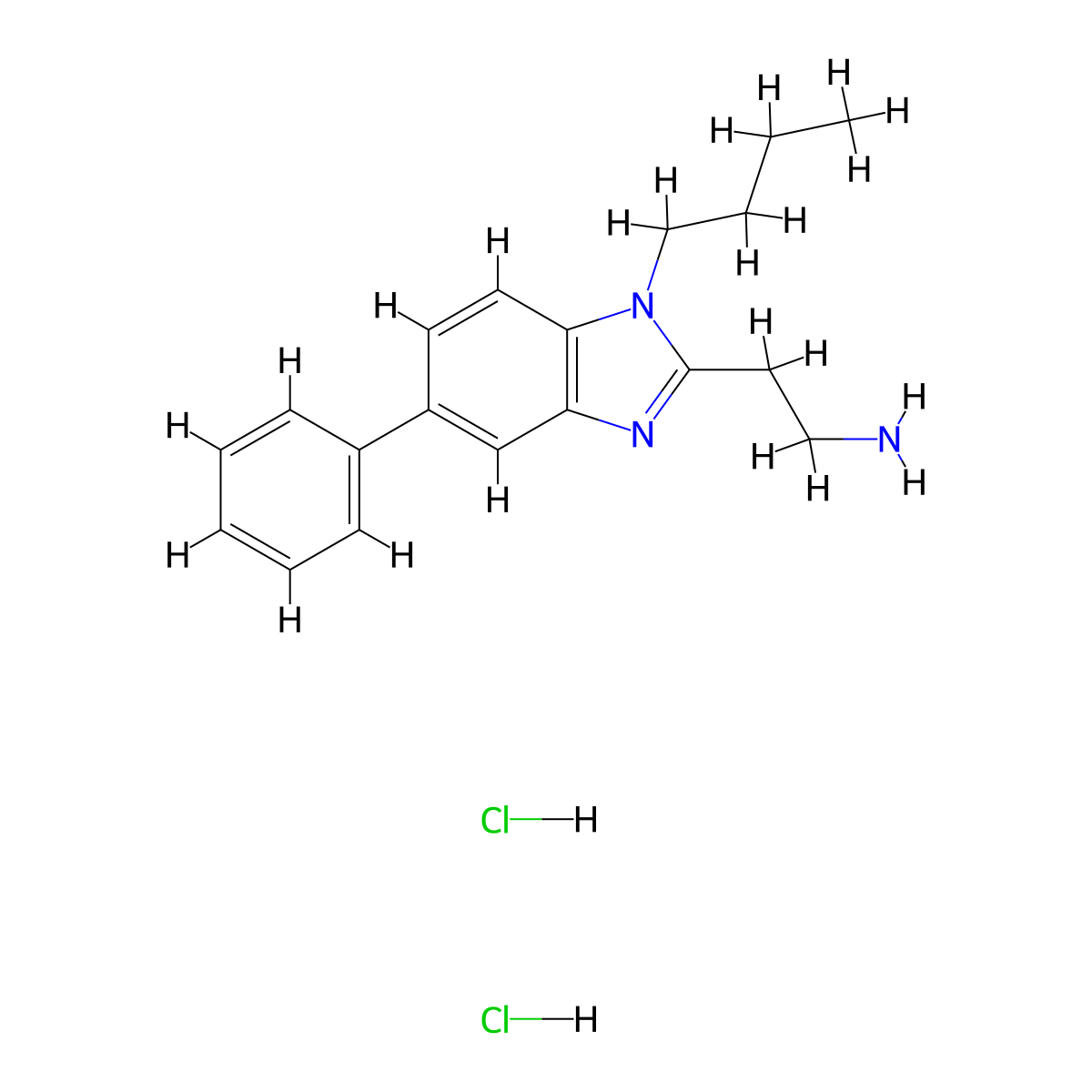2-(1-butyl-5-phenyl-1H-1,3-benzodiazol-2-yl)ethan-1-amine dihydrochloride molecular structure, CAS 2728436-63-1