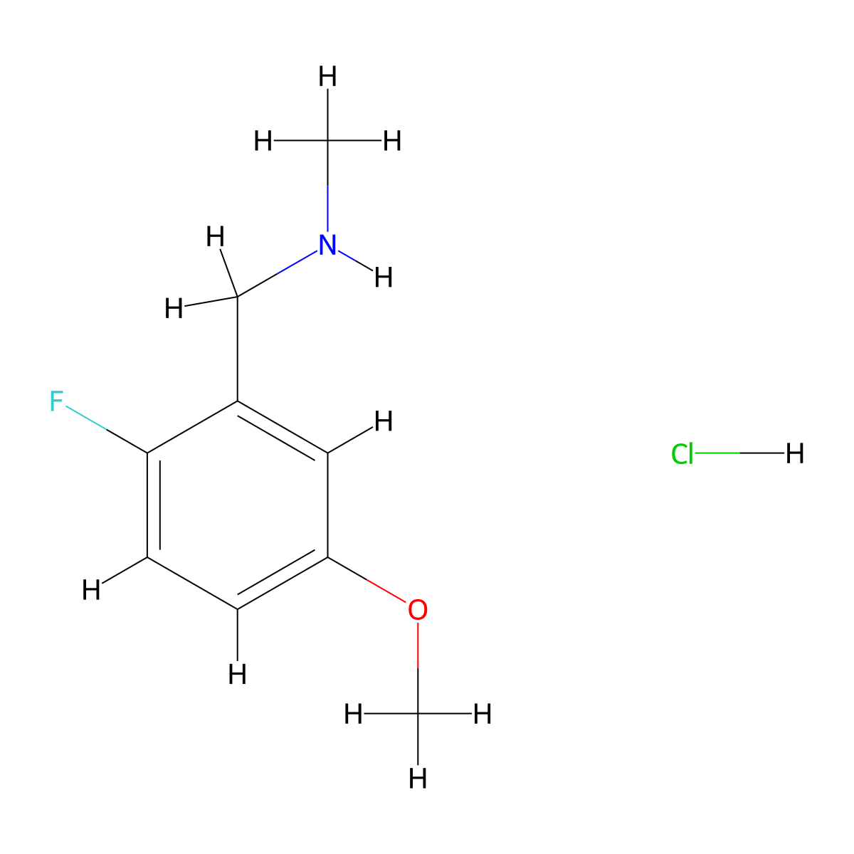 [(2-Fluoro-5-methoxyphenyl)methyl](methyl)aminehydrochloride molecular structure, CAS 2728495-00-7