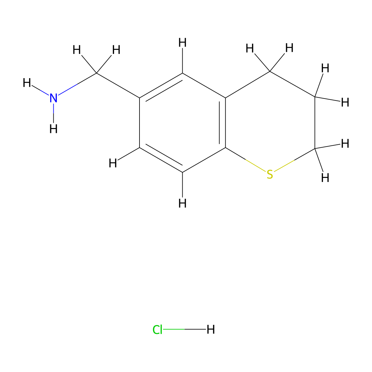 (3,4-dihydro-2H-1-benzothiopyran-6-yl)methanamine hydrochloride molecular structure, CAS 2728499-18-9