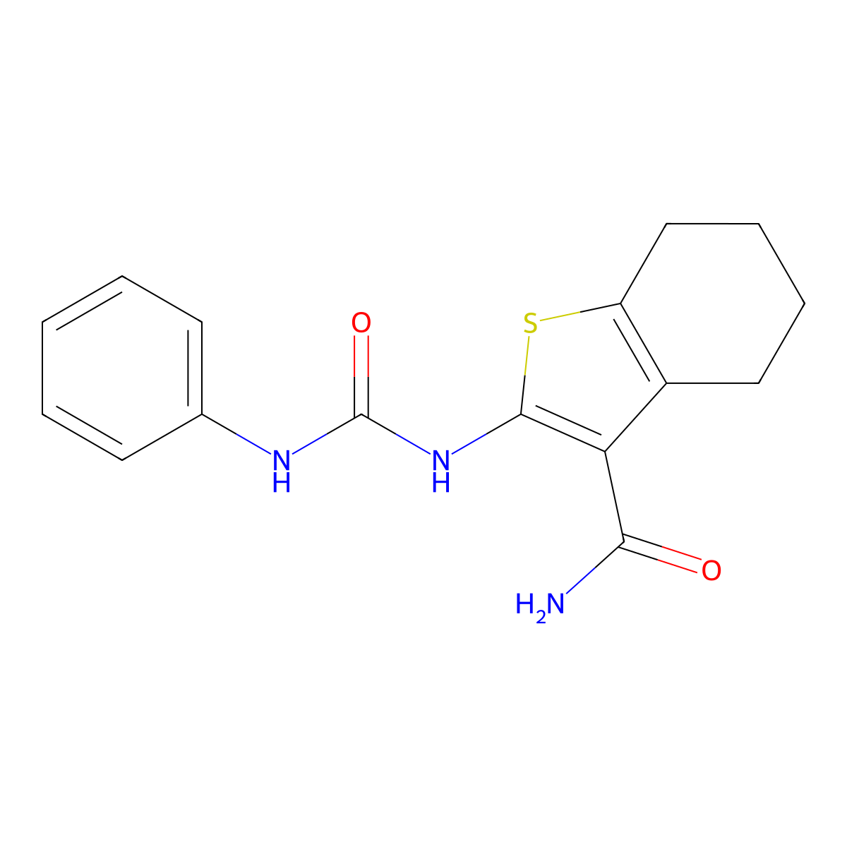 2-(Phenylcarbamoylamino)-4,5,6,7-tetrahydro-1-benzothiophene-3-carboxamide molecular structure, CAS 27285-13-8