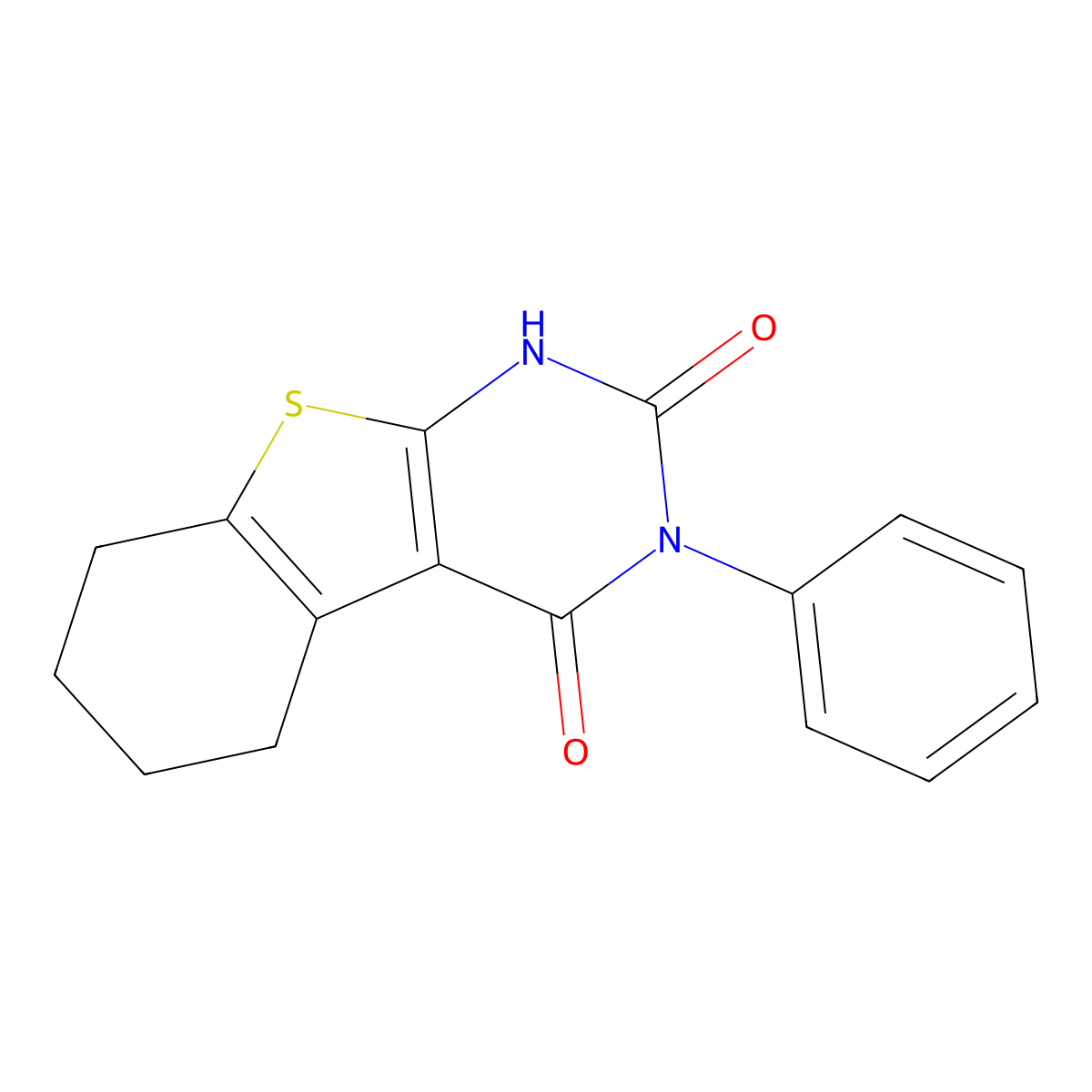3-phenyl-5,6,7,8-tetrahydro[1]benzothieno[2,3-d]pyrimidine-2,4(1H,3H)-dione molecular structure, CAS 27285-14-9
