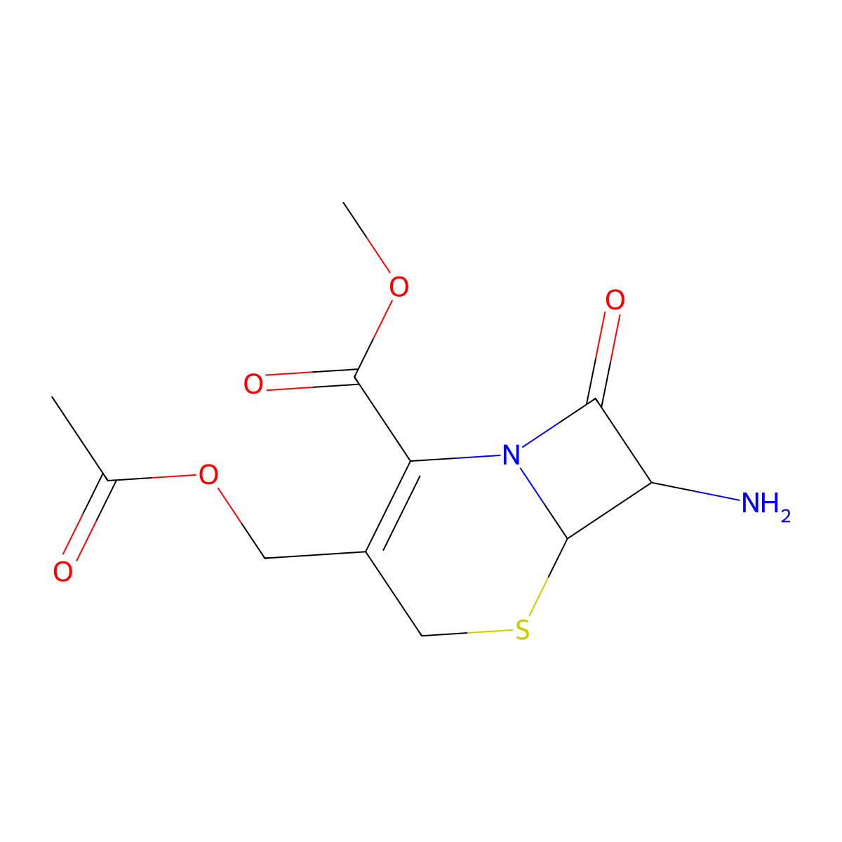 methyl (6R,7R)-3-[(acetyloxy)methyl]-7-amino-8-oxo-5-thia-1-azabicyclo[4.2.0]oct-2-ene-2-carboxylate molecular structure, CAS 27285-70-7